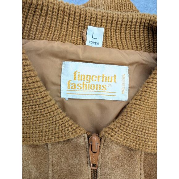 Vintage Fingerhut Fashions split cowhide leather jacket cable knit Large - Picture 3 of 9